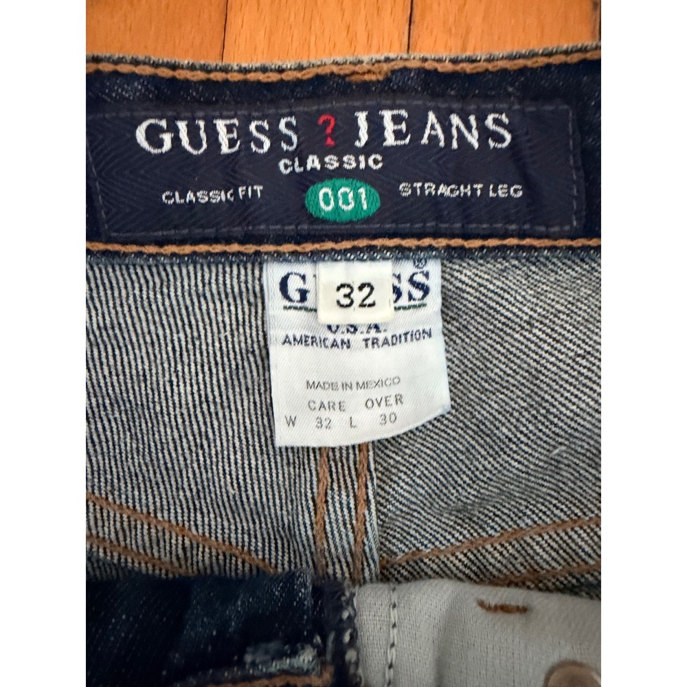 Vintage Guess Jeans Mens 32 Dark Wash Straight Leg High Rise Denim Made in USA - Picture 3 of 5